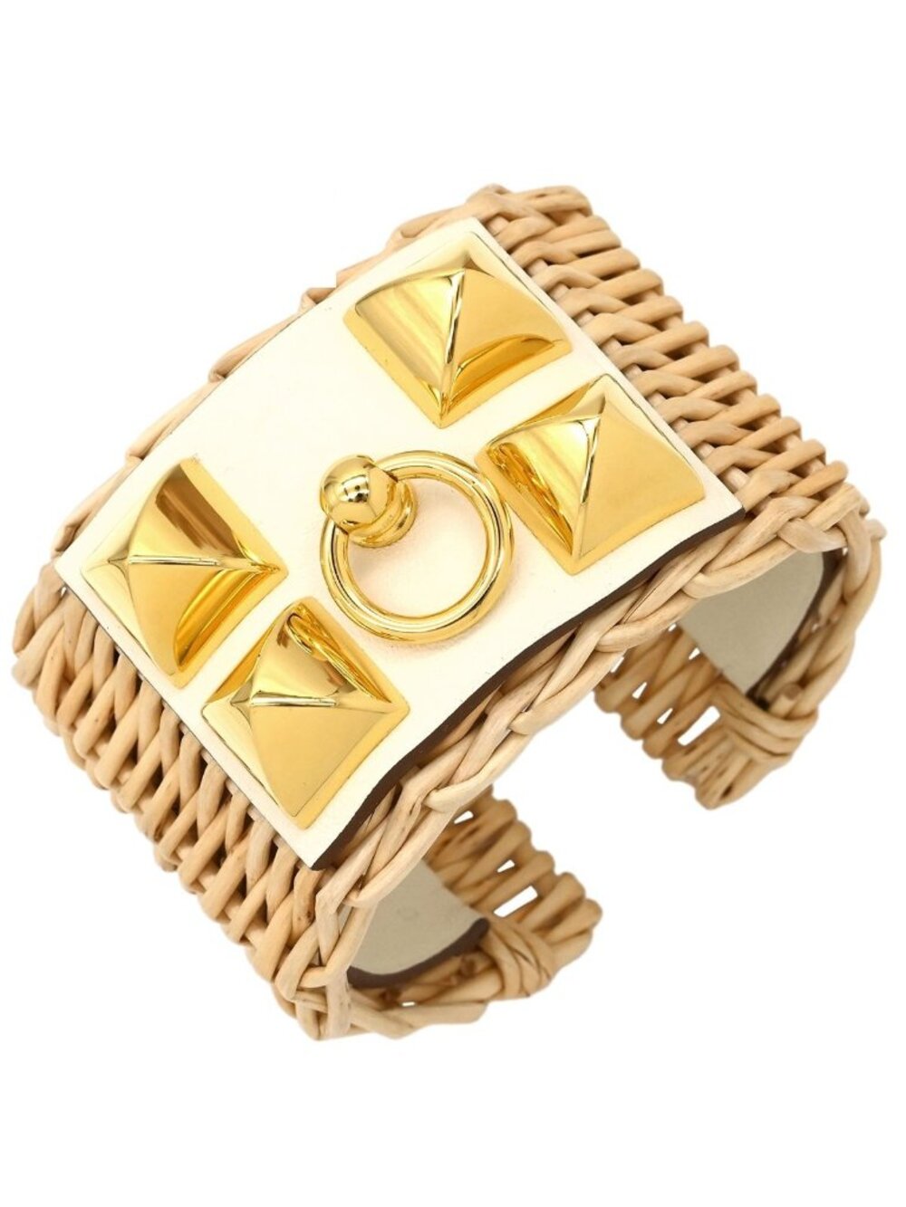 Hermes Bracelet Collier de Chien Medor Picnic Vaud Barenia Willow Wood Nata